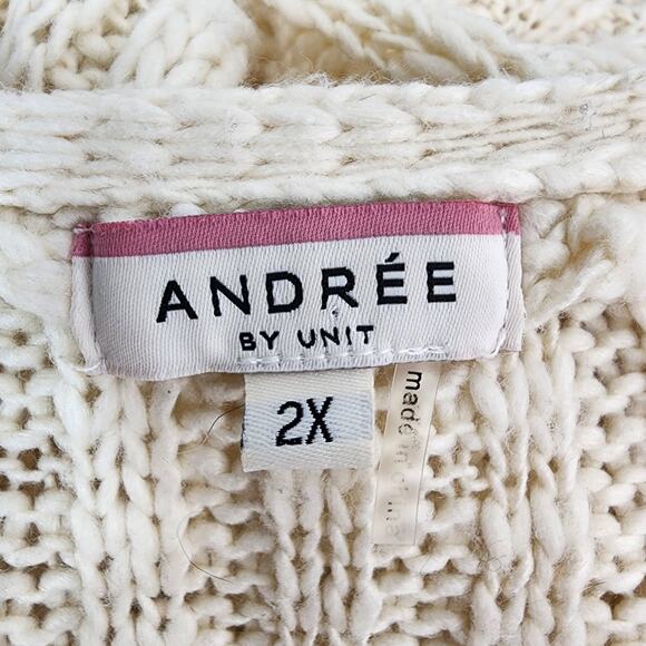 Andree by Unit Womens Devman Knit Cardigan 2X Cozy Neutral Minimalist Open Front - Picture 8 of 10